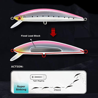 3pcs Heavy Minnow Tuna Fishing Lure Artificial Hard Baits Sinking Saltwater Seabass Wobbler Fish Baits Pesca Strong Treble Hooks Wobbler Jerkbait Swimbait AH1340 - color: AH1340B-5.1'' 1.4oz