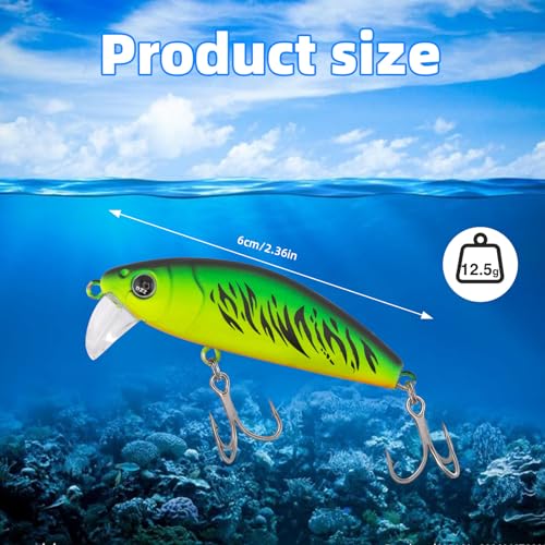 5PCS Vibration Bait Fishing Lures Set, Blade Bait & Crank Bait Hard Lures with Treble Hooks, Sinking Fishing Lures for Bass Trout Walleye Pike Freshwater Saltwater - size: 12.5g