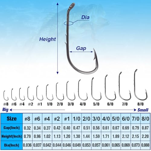 Baitholder Fishing Hooks 100 Pack - Double-Barbed Long Shank for Bluegill Bass Trout Walleye Black/Red, 8/0-#8 - color: 2-Black, size: 4/0 100-Pack