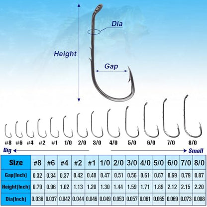 Baitholder Fishing Hooks 100 Pack - Double-Barbed Long Shank for Bluegill Bass Trout Walleye Black/Red, 8/0-#8 - color: 2-Black, size: 3/0 100-Pack