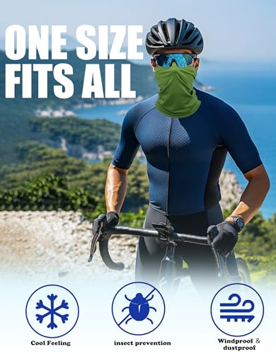 JHYWELL Cooling Neck Gaiter Face Mask, UV Protection Masks Gator, Windproof Bandana for Skiing, Fishing, Hiking, Cycling - color: Military Green