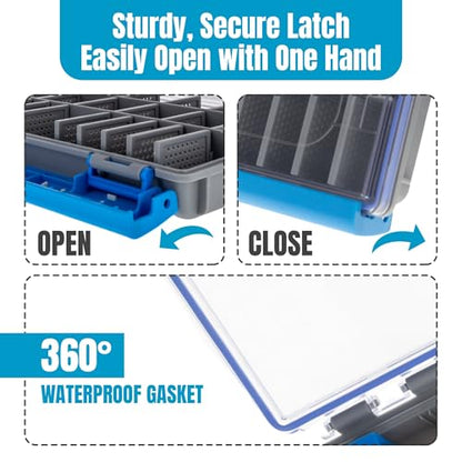 Reaction Tackle Ultra Elite Tackle Trays, Water Resistant Fishing Tackle Box Organizer with Removable Dividers, Sealed Rubber Gasket and One Hand Latch - 3600 (2-Pack) - size: 3600 (2-Pack)