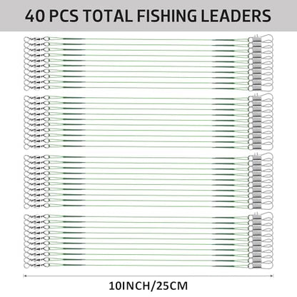 40Pcs Anti-Bite Wire Fishing Leaders with Swivel Snap | Multi-Strand Stainless Steel Fishing Leader Line for Lures, Bait Rigs & Hooks, Pike and Bass Fishing, 8in/10in/12in - size: 10in_25cm_40pcs
