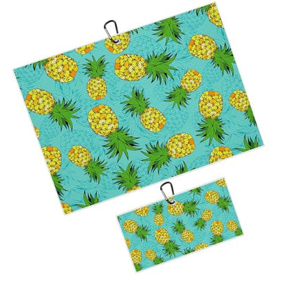 Yellow Pineapple Golf Towel for Golf Bags Carts Cute Fruits Golf Towels with Clip Blue Waffle Towels Cleaning Cloth 2 Packs for Men Golfer Accessories, Birthday Father's Day Holiday Present - color: Green Yellow