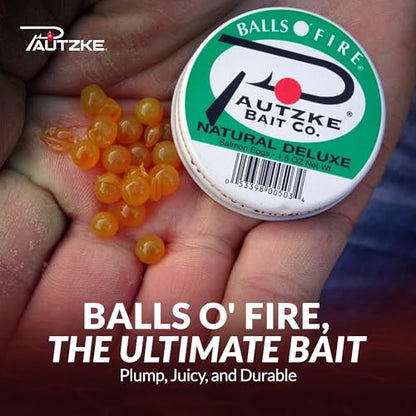 Pautzke Balls O' Fire Salmon Eggs Bait - Real Salmon Eggs for Trout Fishing, Soft Fish Eggs for Salmon Fishing, Can Be Used as Single Egg Salmon Bait or Salmon Egg Sacks - color: Red/Silver