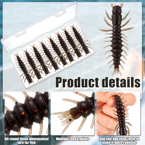 36 Pcs Hellgrammite Fishing Lures 3 Inch Soft Plastic Hellgrammite Fly Realistic Fishing Bait Artificial for Freshwater - color: brown