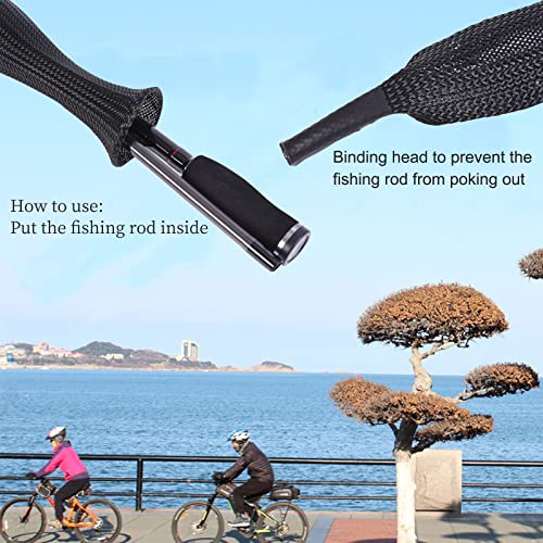 8 Pack Fishing Rod Socks Sleeves, 67 Inches Braided Mesh Rod Protector Cover for Casting/Spinning/Fly/Sea Fishing Rods (Black)