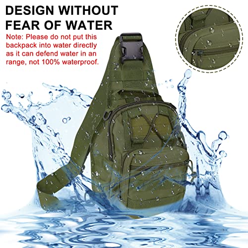 Qcute Tactical Backpack, Waterproof Military Cross-body Molle Sling Shoulder Backpack Chest Bag for Outdoor Every Day Carry - color: Army Green