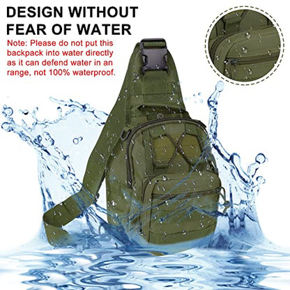 Qcute Tactical Backpack, Waterproof Military Cross-body Molle Sling Shoulder Backpack Chest Bag for Outdoor Every Day Carry - color: Army Green
