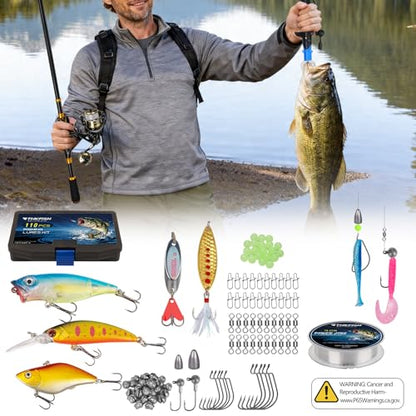 THKFISH Telescoping Fishing Rod and Reel Combo with Backpack, Carbon Fiber Travel Fishing Pole Spinning Reel Kit with Fishing Lures, Fishing Tools Kit for Men - color: Khaki Backpack With Fishing net & rod, size: 1.8M 5.9FT