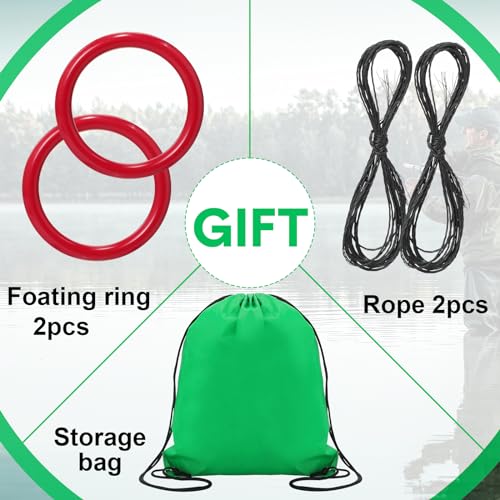 JaGely 5 Pcs Fishing Net Accessories Include Fishing Landing Net with Handle, 26in x 13in Portable Folded Cast Net, 8 Holes 8 Sides Collapsible Fishing Bait Trap, Fishing Keep Net, Drawstring Bag