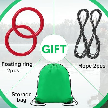 JaGely 5 Pcs Fishing Net Accessories Include Fishing Landing Net with Handle, 26in x 13in Portable Folded Cast Net, 8 Holes 8 Sides Collapsible Fishing Bait Trap, Fishing Keep Net, Drawstring Bag