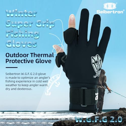 Seibertron S.P.S.G-2 UPF100+ Sun/UV Protection Fishing Adult & Youth Glove - color: Winter-Black, size: L Adult