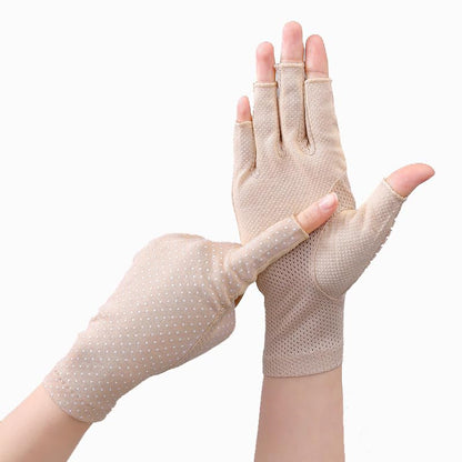FGSS Summer Sunblock Gloves UV Protection Non-Slip Touchscreen Driving Gloves for Women Cyling Riding Outdoor - color: Apricot