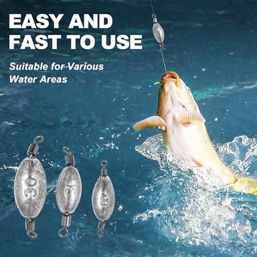 Zorfeter Inline Fishing Weights, Trolling Sinkers Quick Set Up Swivel Weights, Lead Sinkers for Catfishing/Offshore Fishing - size: 15g/0.5oz-20 pcs