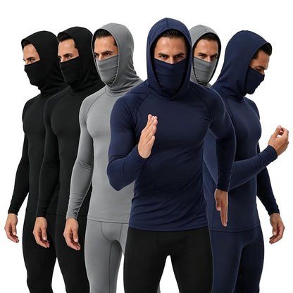 3/6 Pack Mens Sun Protection Fishing Hoodie with Face Mask UPF 50+ Long Sleeve Compression Work Shirt Construction Quick Dry - color: 6 Pack【loose Fit】, size: Large