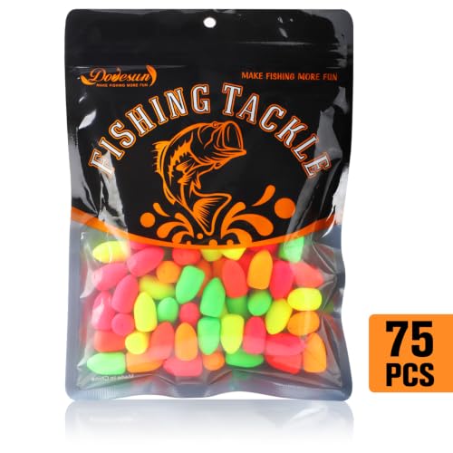 Dovesun 220/104/80/60/54/52/42pcs Pompano Rig Floats for Surf Fishing Foam Bobbers for Fishing Fly Fishing Bobbers Floats Bright Color Kit/Round/Cylindrical/Heart/Bullet/Pill/Spin Shape - color: Bullet V2-75pcs