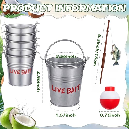 Soulchen 24 Pcs Mini Fishing Birthday Party Decorations Include 12 Fish Cupcake Pole Picks 12 Mini Tackle Live Bait 12 Bobber for Gone Fishing Theme Supplies Ocean Party Cake Decoration - style: Live Bait