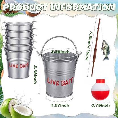 Soulchen 24 Pcs Mini Fishing Birthday Party Decorations Include 12 Fish Cupcake Pole Picks 12 Mini Tackle Live Bait 12 Bobber for Gone Fishing Theme Supplies Ocean Party Cake Decoration - style: Live Bait