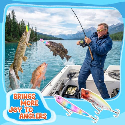 25-in-1 Fishing Lures Kit, Surprise Fishing Bait Set with Poppers, Minnows, Crankbait, Frogs & Shrimp, Freshwater Saltwater Fish Tackle Gear Gifts for Men Father Husband - size: Large