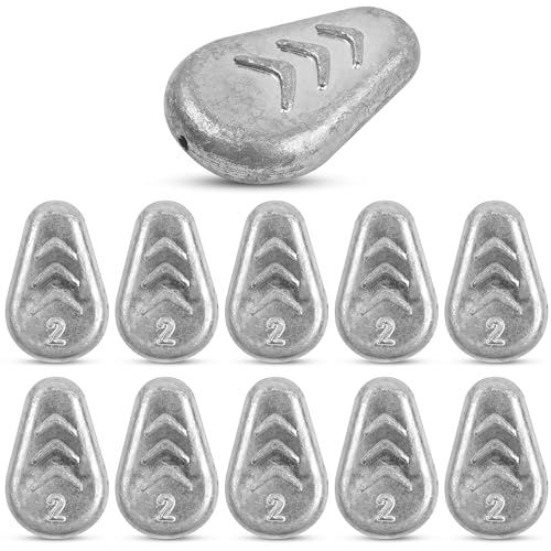 No Roll Sinker Fishing Weights, Flat Inline Catfish Sinkers Weights No Snag Slip Sinkers Saltwater Surf Fishing Weights Gear Tackle for Catfishing Rig - style: 2oz-10pcs