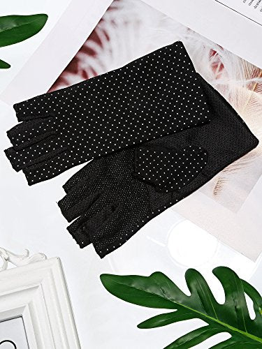 Maxdot Sun Gloves for Women UV Protection Fingerless Non Slip Sunscreen Driving Gloves for Summer Outdoor - style: Black