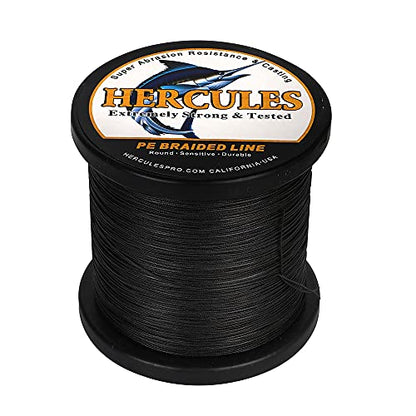 HERCULES Braided Fishing Line 12 Strands, 100-2000m 109-2196 Yards Braid Fish Line, 10lbs-420lbs Test PE Lines for Saltwater Freshwater - color: Black - 12 Strands, size: 30lbs - 100m - 0.28mm