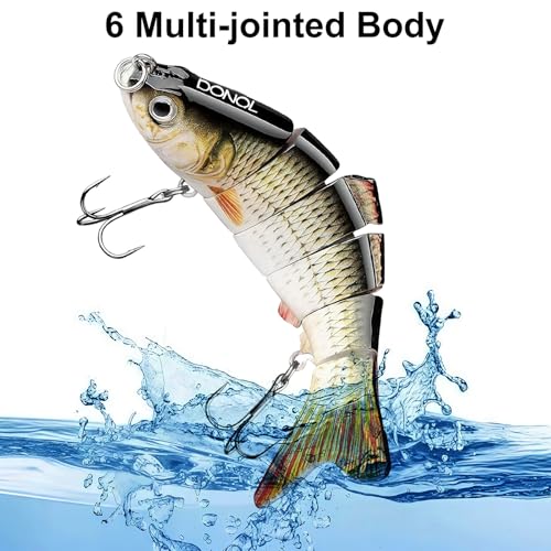 3 Pcs Multi Jointed Bass Fishing Lures, Jointed Swimbaits with 15pcs Fishing Leaders, Slow Sinking Bionic Swimming Lures for Panfish Trout Bass Lifelike Fishing Lures Topwater Freshwater Saltwater