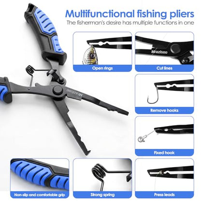 Fishing Tools Kit-Stainless Steel Fishing Pliers, Fish Lip Gripper, Multi-Functional Jaw Anti-Corrosion, Fishmen Must Have Fishing Gear - color: Blue