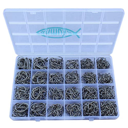 Fishing Hooks Freshwater Saltwater Fish Hooks Bulk Fishing Hooks Set 600PCS Worm Catfish Hooks Fish Gear Equipment Supplies