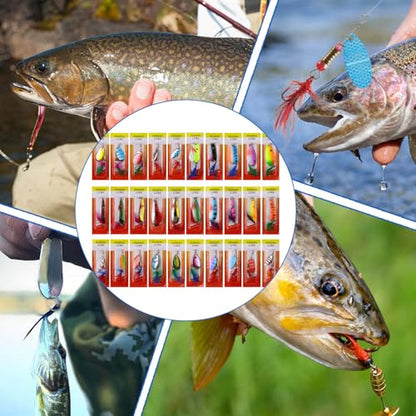 Spinner Baits Bass Lures Rooster Feather Tail Trout Lures Hard Metal Inline Spinner Bait Fishing Lure for Bass Salmon Trout - style: 30pcs Spinnerbaits Kit