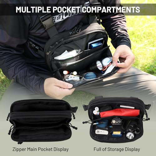 Tactical EDC Chest Bag Utility Molle Chest Rig Pouch with CCW Compartment Adjustable Strap Outdoor Chest Pack - color: Camo Black