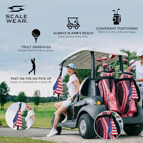 Magnetic Microfiber Waffle Golf Towel – Patriotic USA Flag Large 16"x24" Clean Golf Club Ball Magnet Clip Hang Bag Cart Strong Ultra Absorbent Gear USA Flag Men (Distressed Flag) - color: Distressed Flag