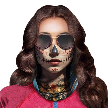Obacle Skull Face Mask for Women Dust Wind Sun Protection Rave Festival Riding - color: Women Tear Lips Gray Nose