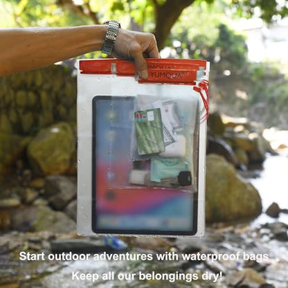 YUMQUA Clear Waterproof Bag, Waterproof Document Pouch Passport Holder Water Tight Map Case Waterproof Pouch Water Proof Small Dry Bags for Kindle Phone Tablet Camera, Kayak Boat PaddleBoard - color: Red