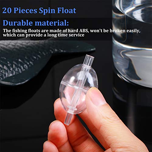 Sumind 20 Pieces Spin Float Fishing Bobbers Fishing Float Bend Slip Cast Spin Float Tackle Accessories (2.5 Inch)