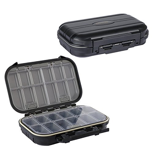 Goture Small Black Waterproof Clear Tackle Box Fixed Compartments Lure Case | Waterproof Fishing Lure Boxes, Fishing Bait Storage Lure Case Bait Plastic Containers - color: Black SMALL(Size: 6.69'' L X 4.33'' W X 1.81'' H)