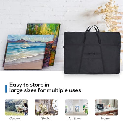 JJRING Extra Large Dacron Waterproof Light Weight Art Portfolio Tote Bag, 37'' x 49'' for 36'' x 48'' Black Carrying Storage Case For Poster, Sketching, and Drawing - size: 36''*48''