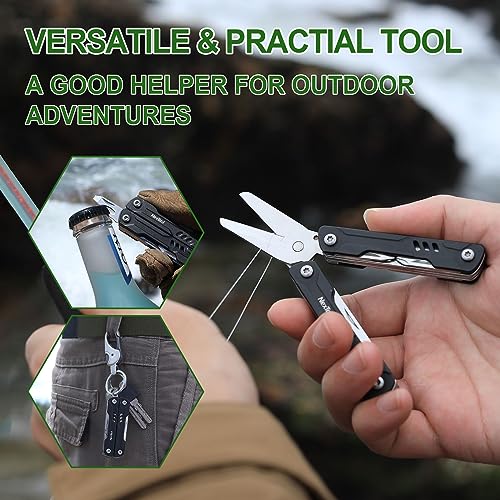 NexTool Keychain Multitool, Mini Sailor Scissors, 10 in 1 Mini Multitool with EDC Pocket Knife, Mini Pliers, Bottle Opener and Screwdriver for Fishing, Camping, Gifts for Men on Christmas, Birthday | 10-in-1 Mini Multitool, Flexible Tailoring Scissors, Co