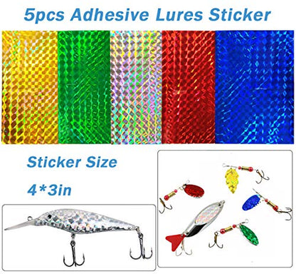Unpainted Fishing Lures Making Kit DIY Blank Lures Crankbaits Minnow Jerkbait Hard Bait Set with Treble Hooks, Split Rings, Lure Eyes, Stickers, Make Your Own Fishing Lures - color: 380pcs Lures Kit