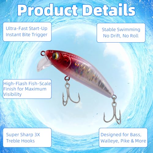 5PCS Vibration Bait Fishing Lures Set, Blade Bait & Crank Bait Hard Lures with Treble Hooks, Sinking Fishing Lures for Bass Trout Walleye Pike Freshwater Saltwater - size: 14g