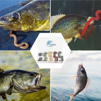 Crappie Hooks Panfish Fishing Hook Set,150pcs Aberdeen Crappie Hooks Long Shank Jig Fishing Hooks Offset Light Wire Fishing Hooks High Carbon Steel Freshwater Bass Catfish Trout