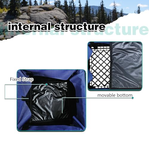 Kayak Crate Bag Durable Saltwater- Resistant Kayak Fishing Bag with 3 Fishing Rod Holders Large Kayak Fishing Tackle Storage Bag for Milk Crate-13x13 in - color: Blue