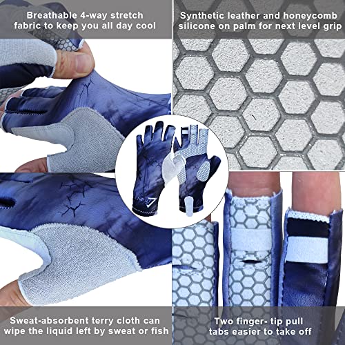 Drasry UV Protection Fishing Fingerless Gloves - Men & Women UPF 50+ SPF Gloves for Fishing, Kayak, Paddling, Hiking, Sailing, Rowing - color: Gray-Black, size: Small