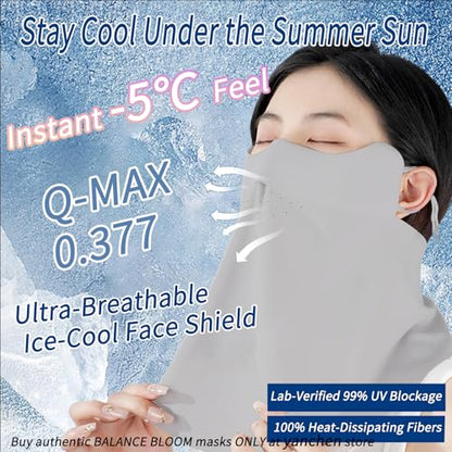 UV Sun Protection Face Mask with Neck Coverage UPF 50+ Face Shield Breathable Design for Summer Outdoor Activities - color: Grey