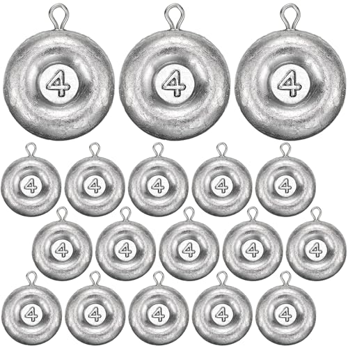Shimeyao 18 Pieces Disc Sinkers Fishing Weights No Roll Disc Fishing Sinkers Weights for Saltwater Trolling Surf Tackle - size: 4oz