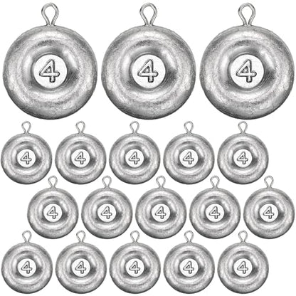 Shimeyao 18 Pieces Disc Sinkers Fishing Weights No Roll Disc Fishing Sinkers Weights for Saltwater Trolling Surf Tackle - size: 4oz