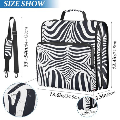 Classic Zebra Stripes Zipper Binder Bag 3 Ring with Shoulder Strap Zippered Binder Fits 13 Inch Laptop File Folder Document Organizer for College Office Supplies - color: Classic Zebra Stripes