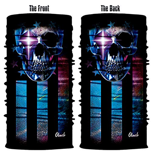 Obacle Neck Gaiter Face Mask Bandana for Dust Wind Sun Protection for Men Women - color: Blue Face Skull Flag