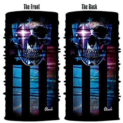 Obacle Neck Gaiter Face Mask Bandana for Dust Wind Sun Protection for Men Women - color: Blue Face Skull Flag